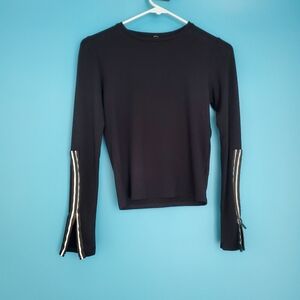 Emma & Sam Black Sweater Size Small Ribbed Crew Neck